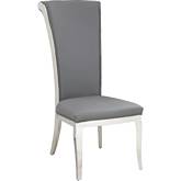 Joy Roll Back Dining Chair in Gray Leatherette (Set of 2)